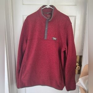 LL Bean  Pullover Mens Sweater  Snap Botton  Long Sleeve Fleece Size Tall XL